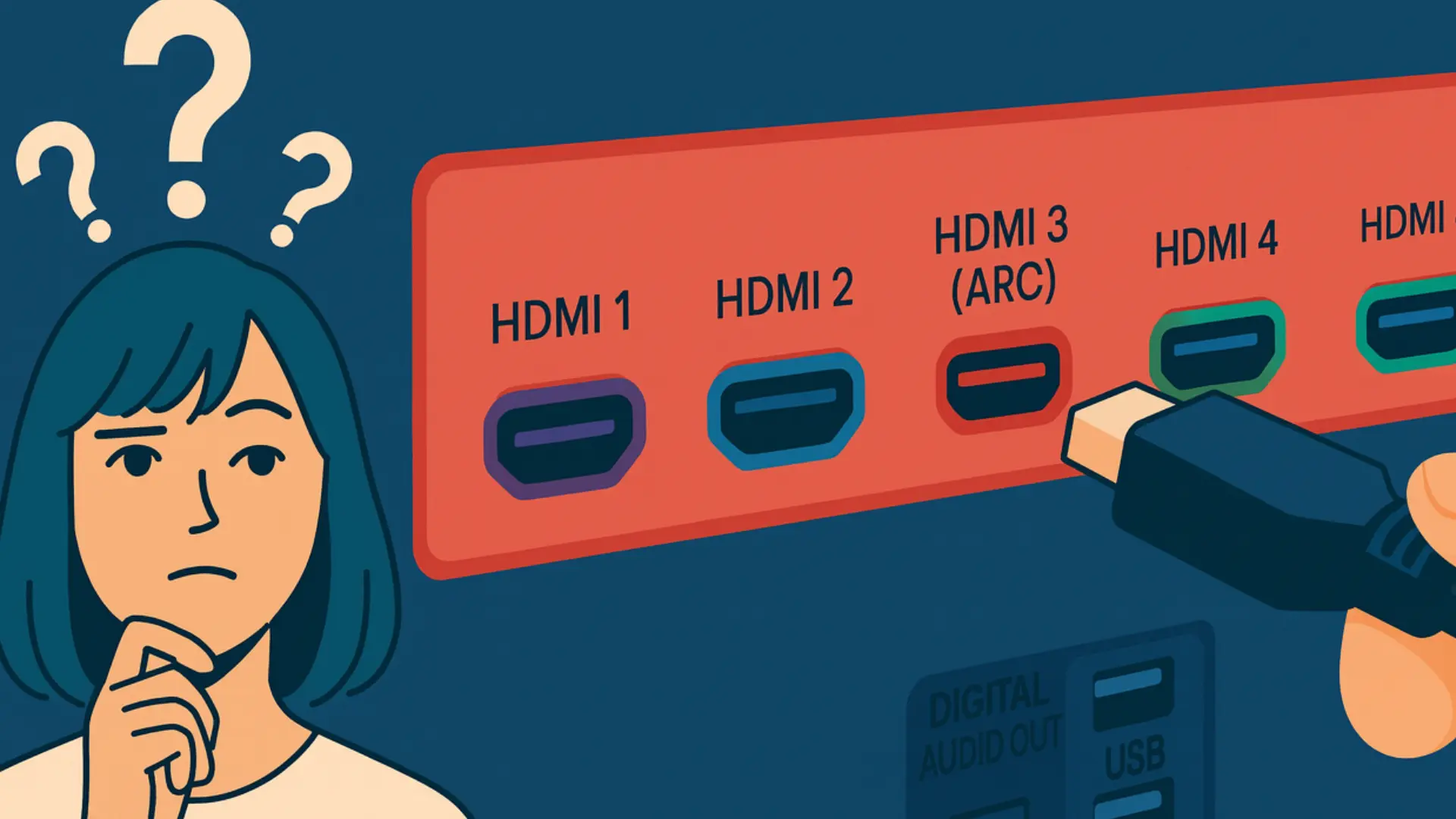Qué significan los números HDMI 1, HDMI 2 o HDMI 3 (ARC) en las conexiones de tu televisor