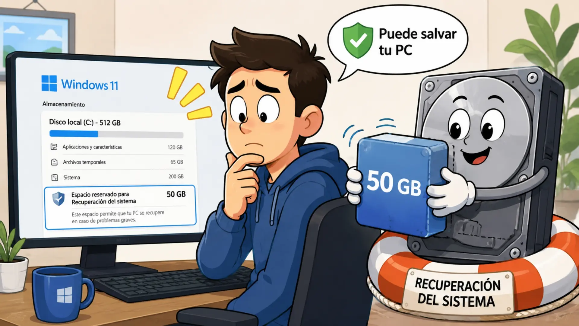 Windows 11 se queda con hasta 50 GB de tu disco duro para una función que puede salvar tu PC